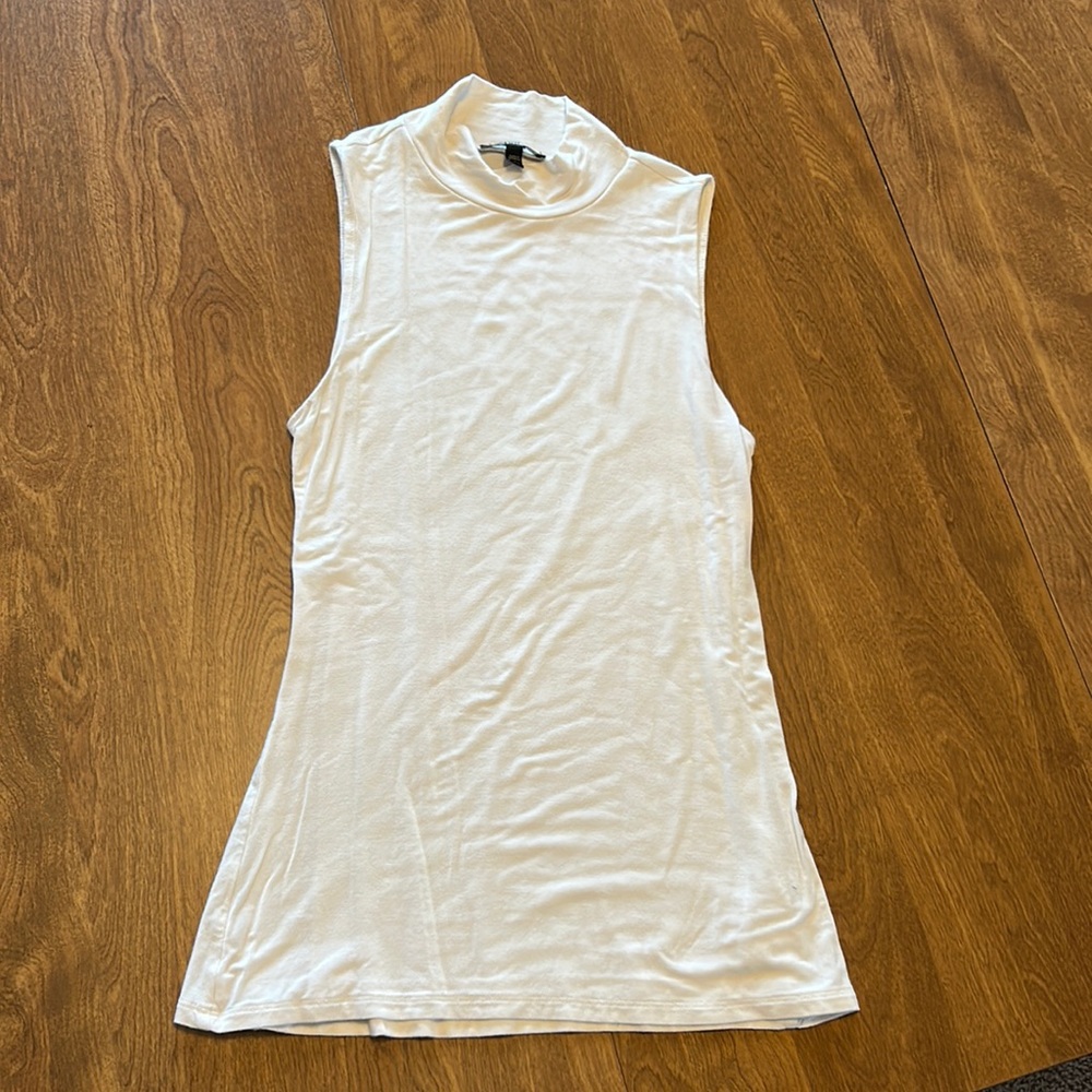 Small, Express, White, Turtle-Neck, Form-Fitting, Fashion Tank Top